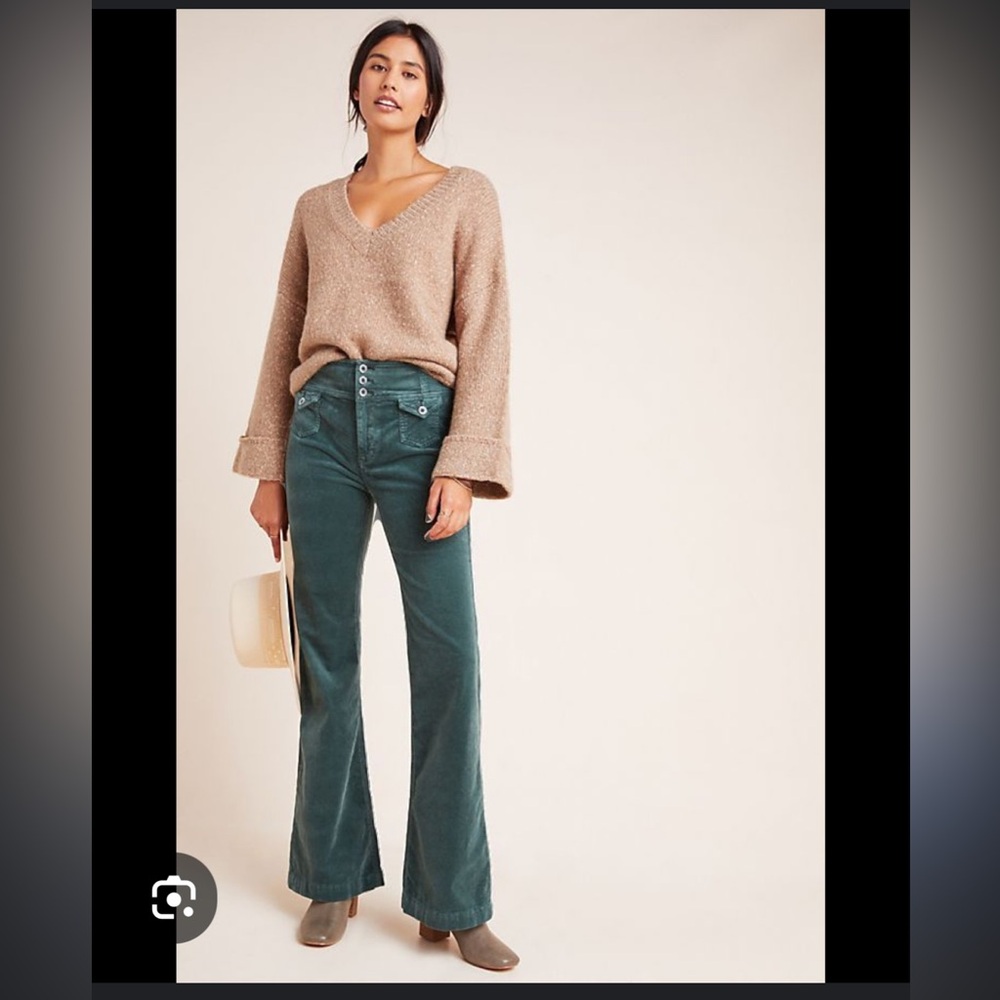 Anthropologie Pilcro and the Letterpresss High Rise Bootcut Green Corduroy sz 25